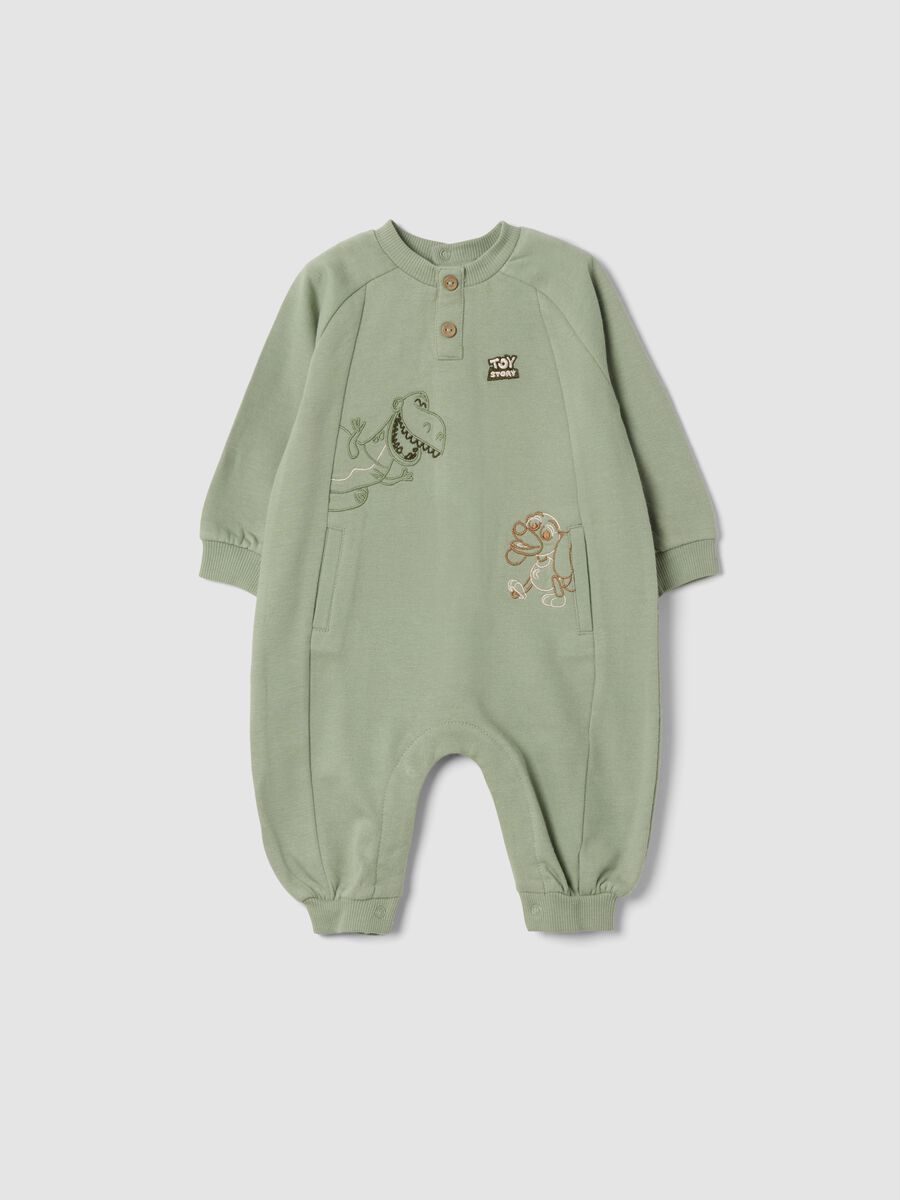 Green organic cotton sleepsuit with Toy Story print_0