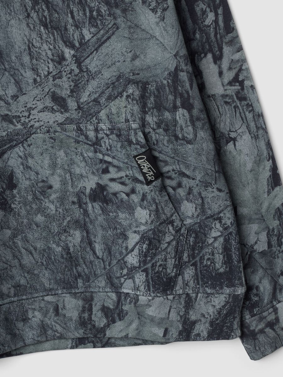 Grey cotton-blend hoodie sweatshirt with crew neck_2