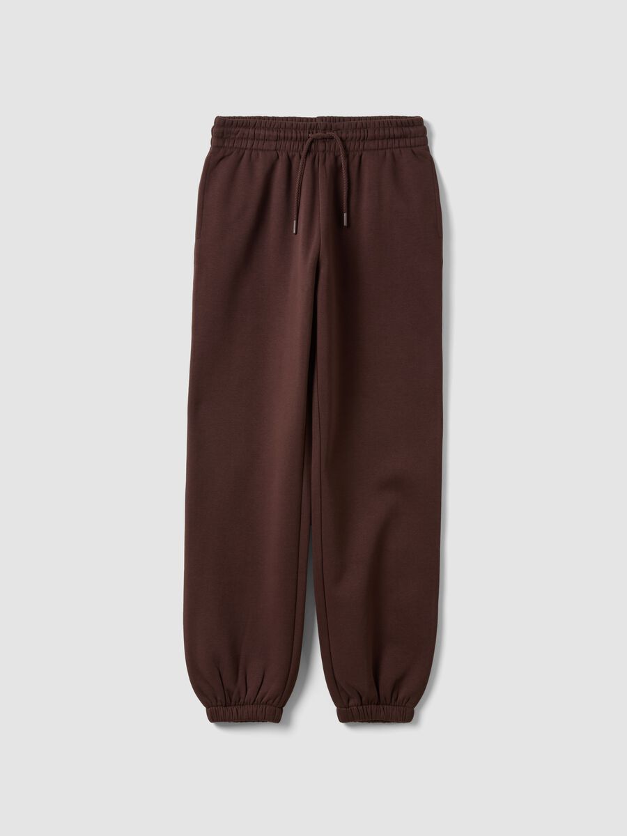 Brown cotton-blend joggers with elasticated waist, regular fit_4