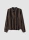 Camicia marrone a quadri in pura viscosa con fiocco_0