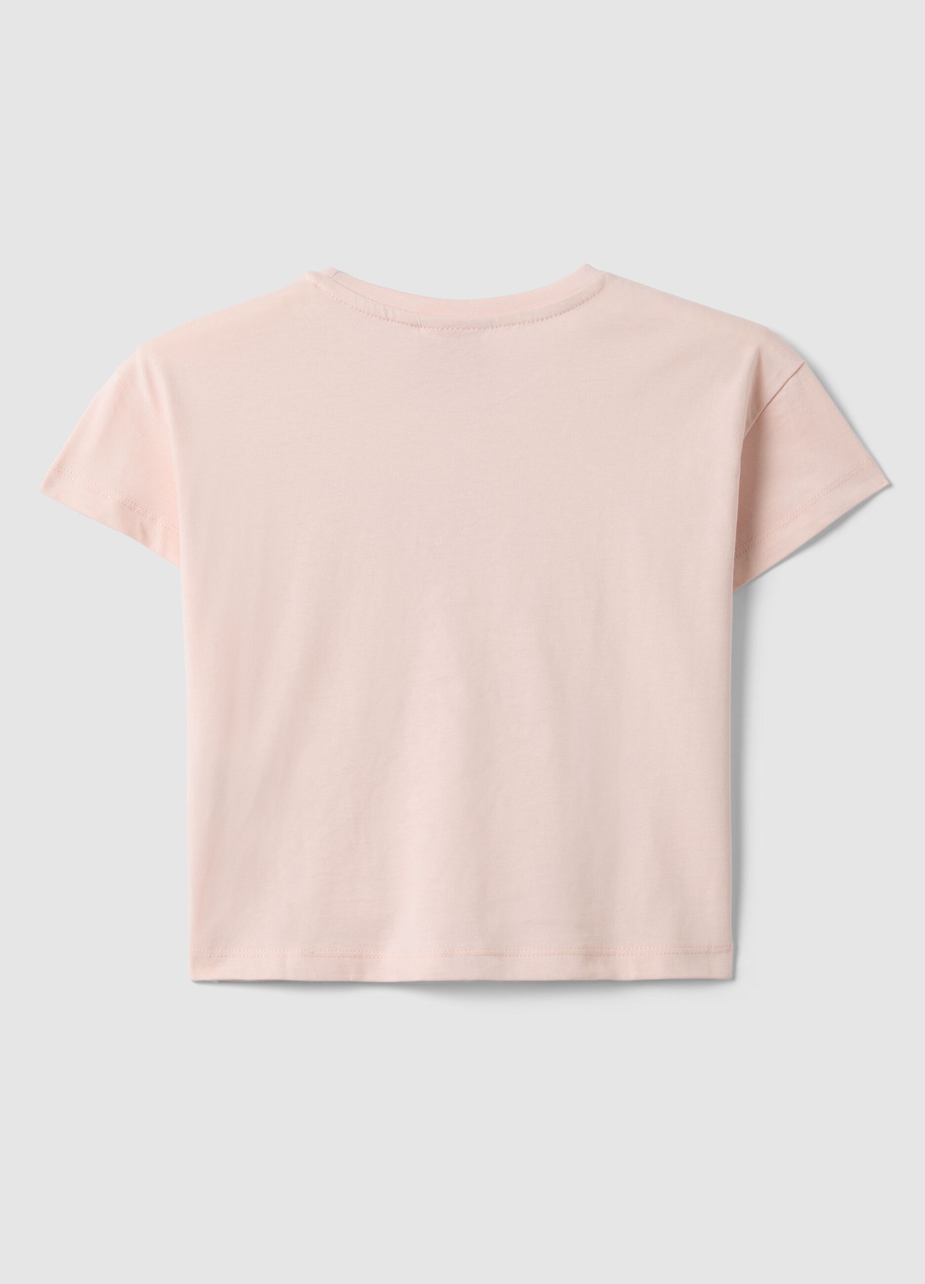 Girl's regular fit pink pure cotton t-shirt with print