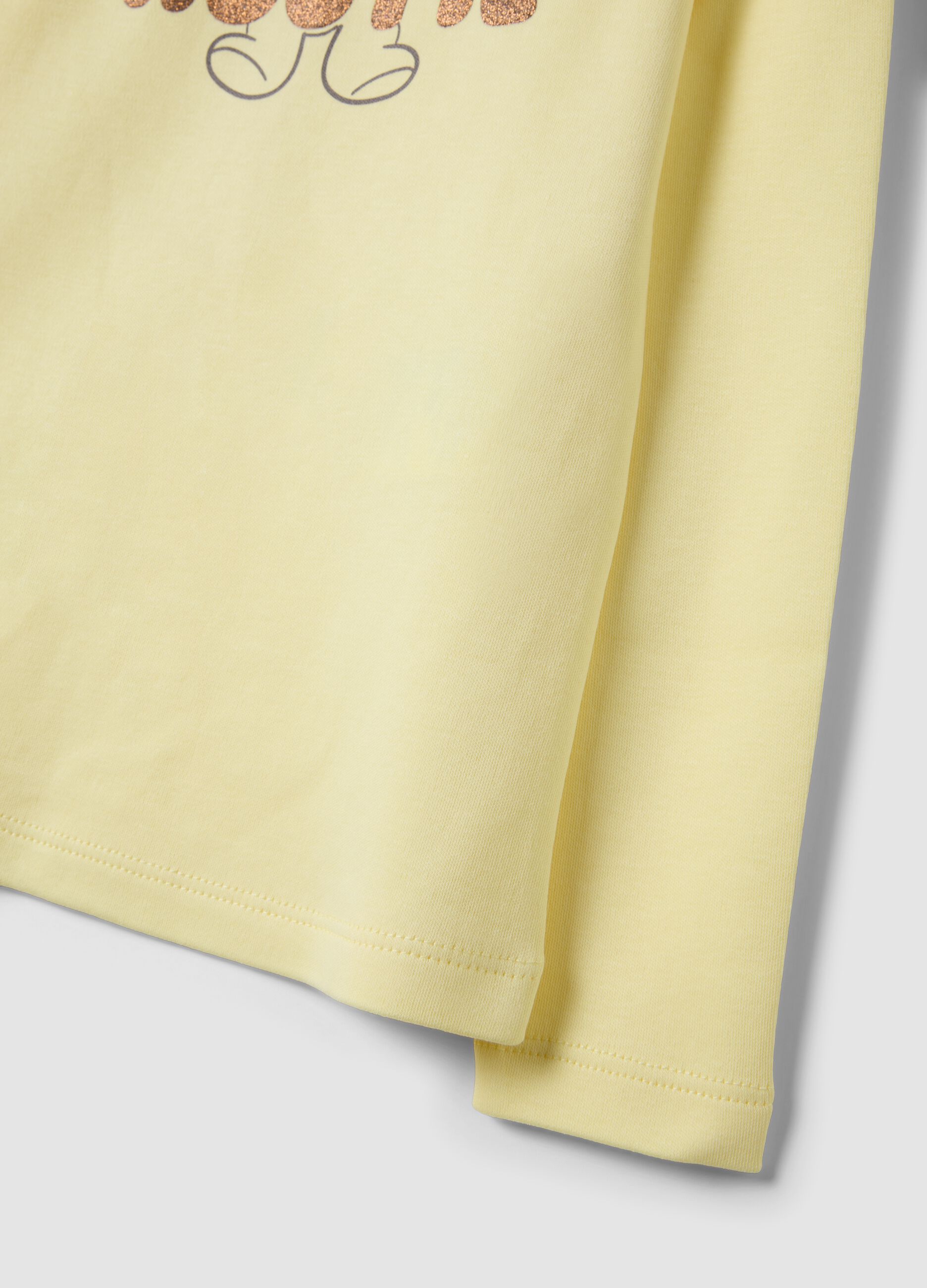 Yellow T-shirt in pure organic cotton with a high neck