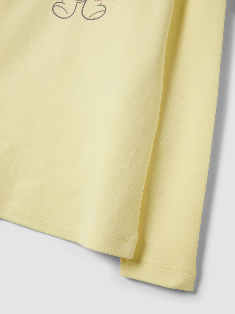 Yellow T-shirt in pure organic cotton with a high neck_3
