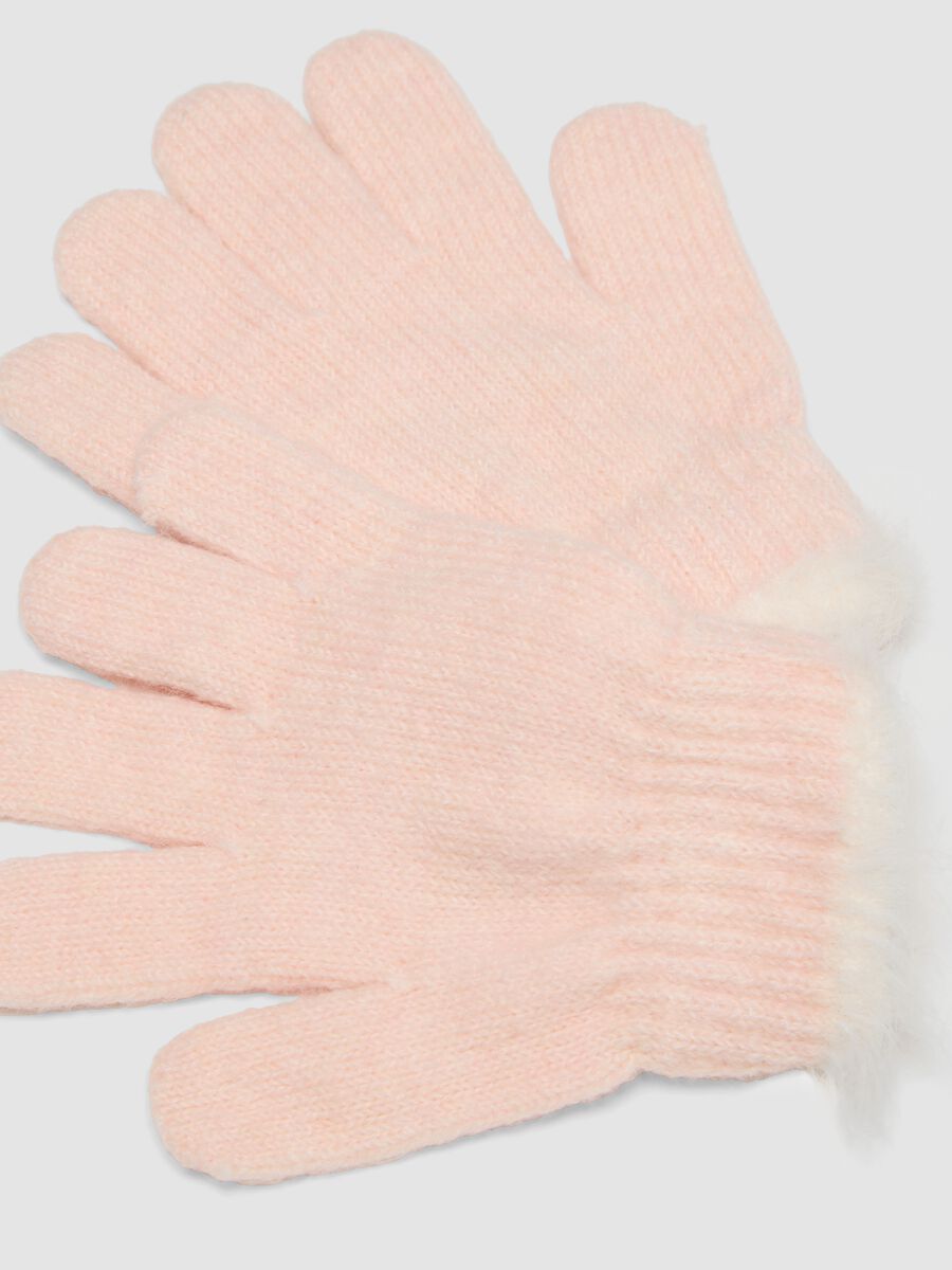 Pink stretch-wool gloves with ribbed cuffs_2