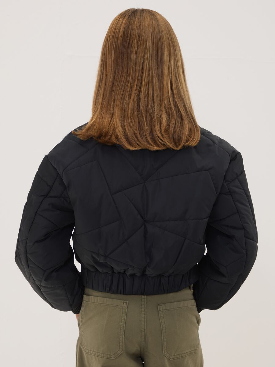 Black padded jacket with zip and high neck_2