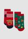 2-pack of red and green Christmas-themed socks in stretchy organic cotton_0