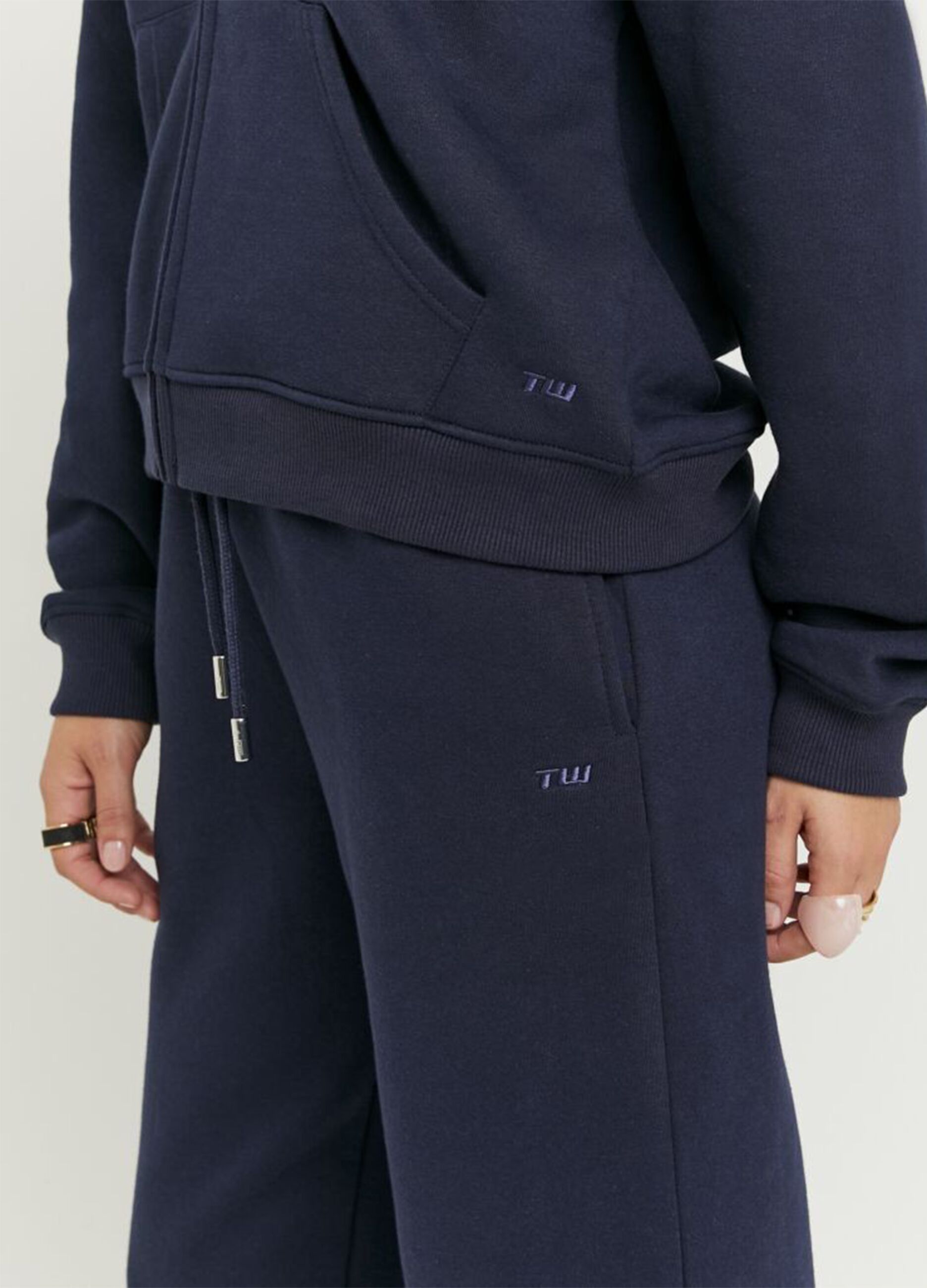 Blue cotton blend jogger trousers with regular fit