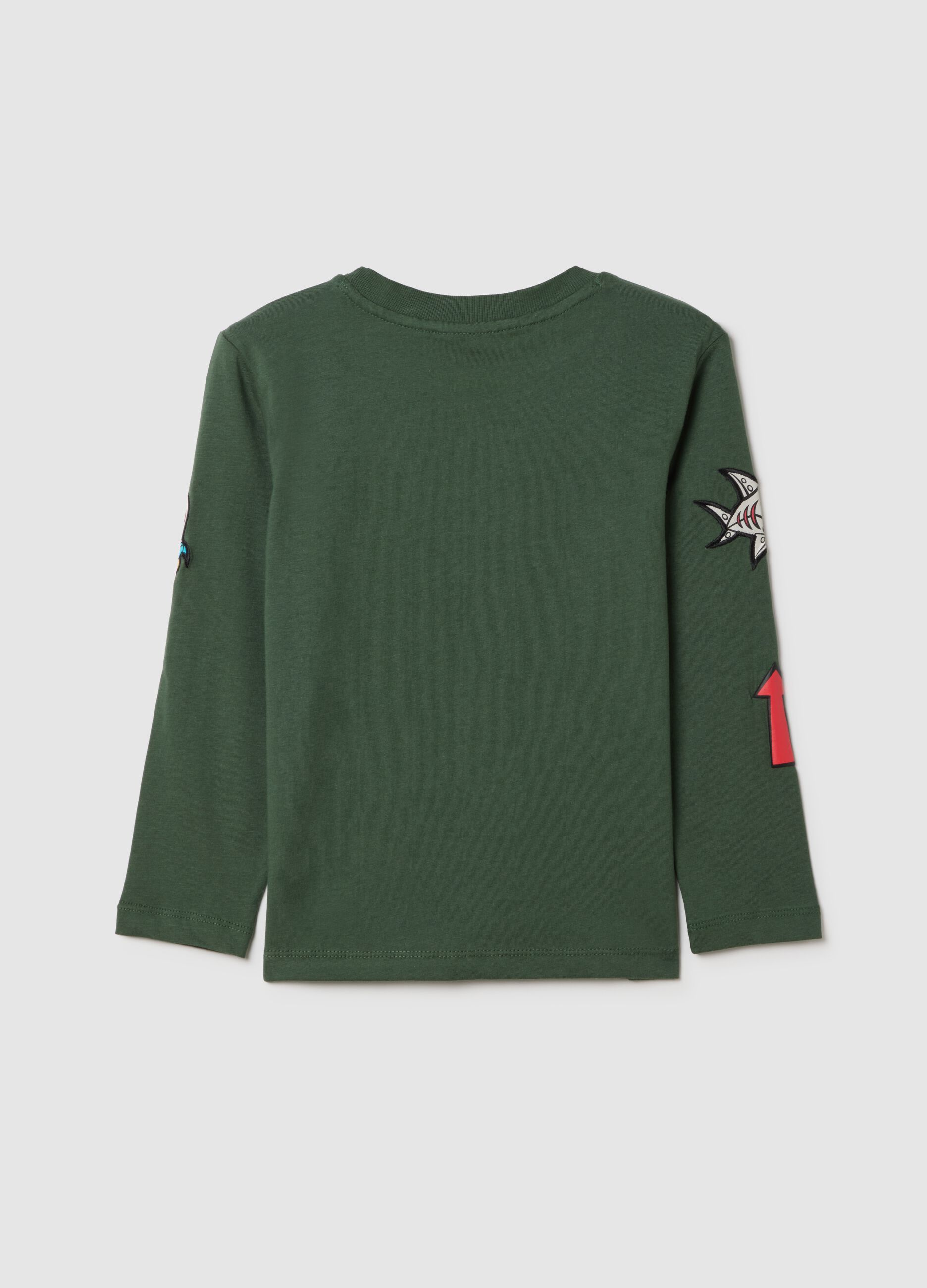 Children's pure cotton green regular fit T-shirt with print