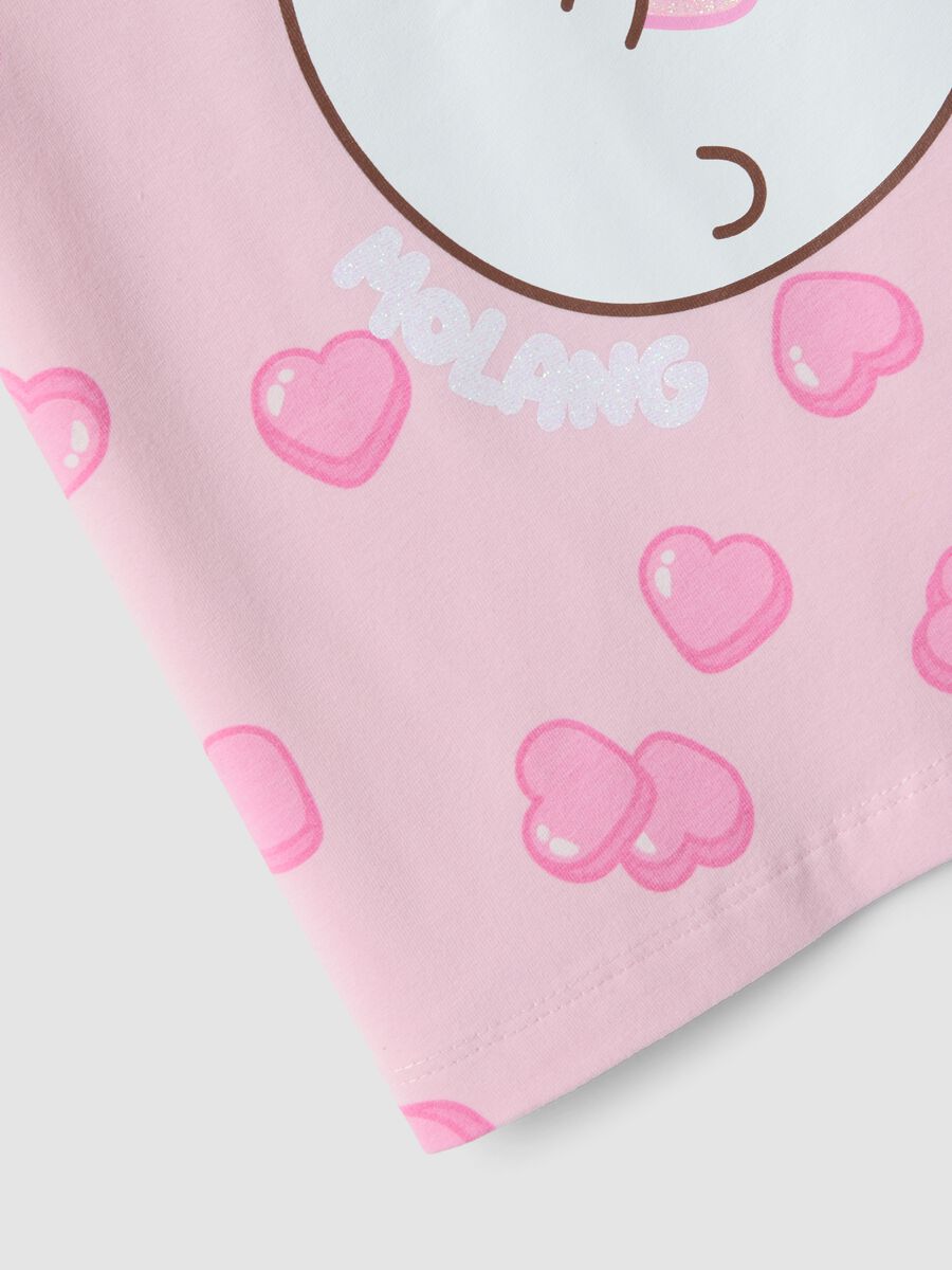 Pink stretch cotton T-shirt with print for girls_3