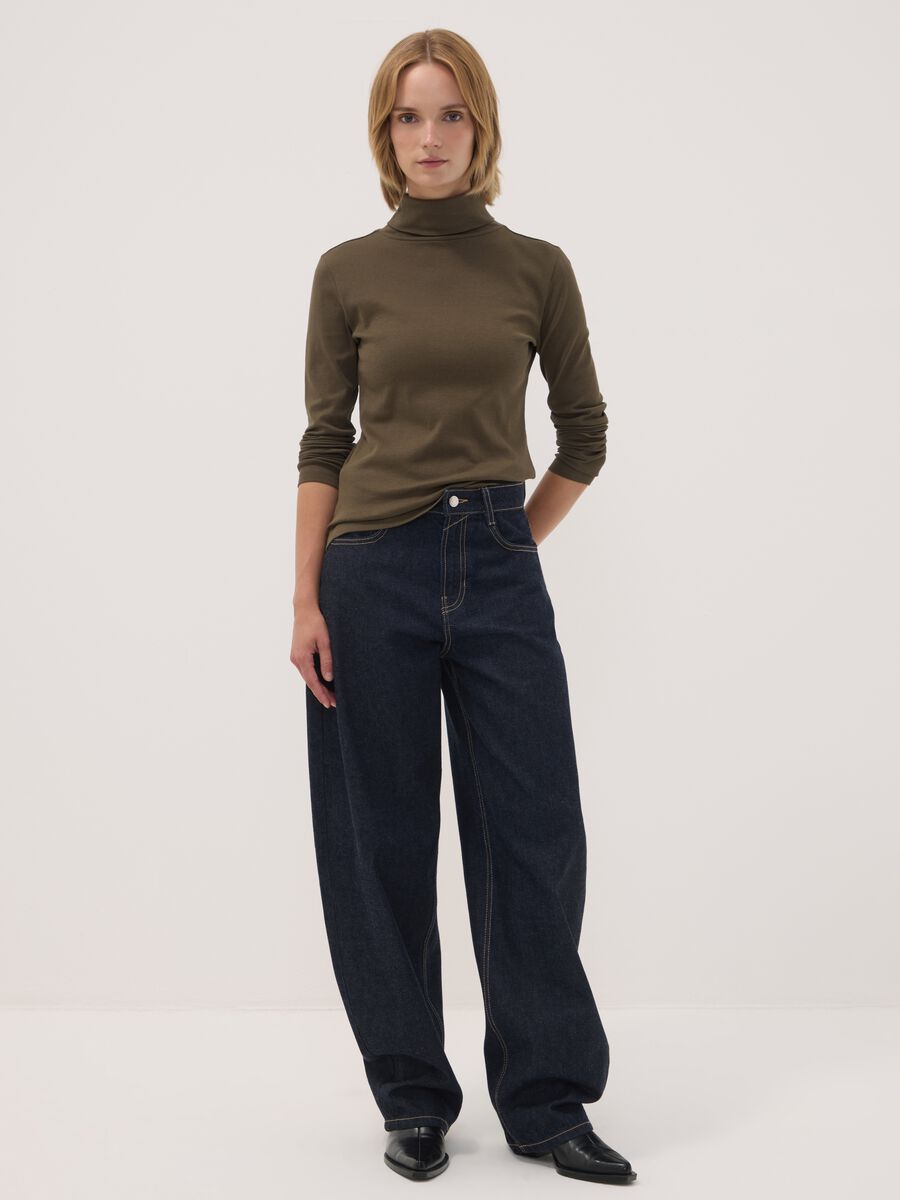 Brown crew-neck pure cotton T-shirt_1
