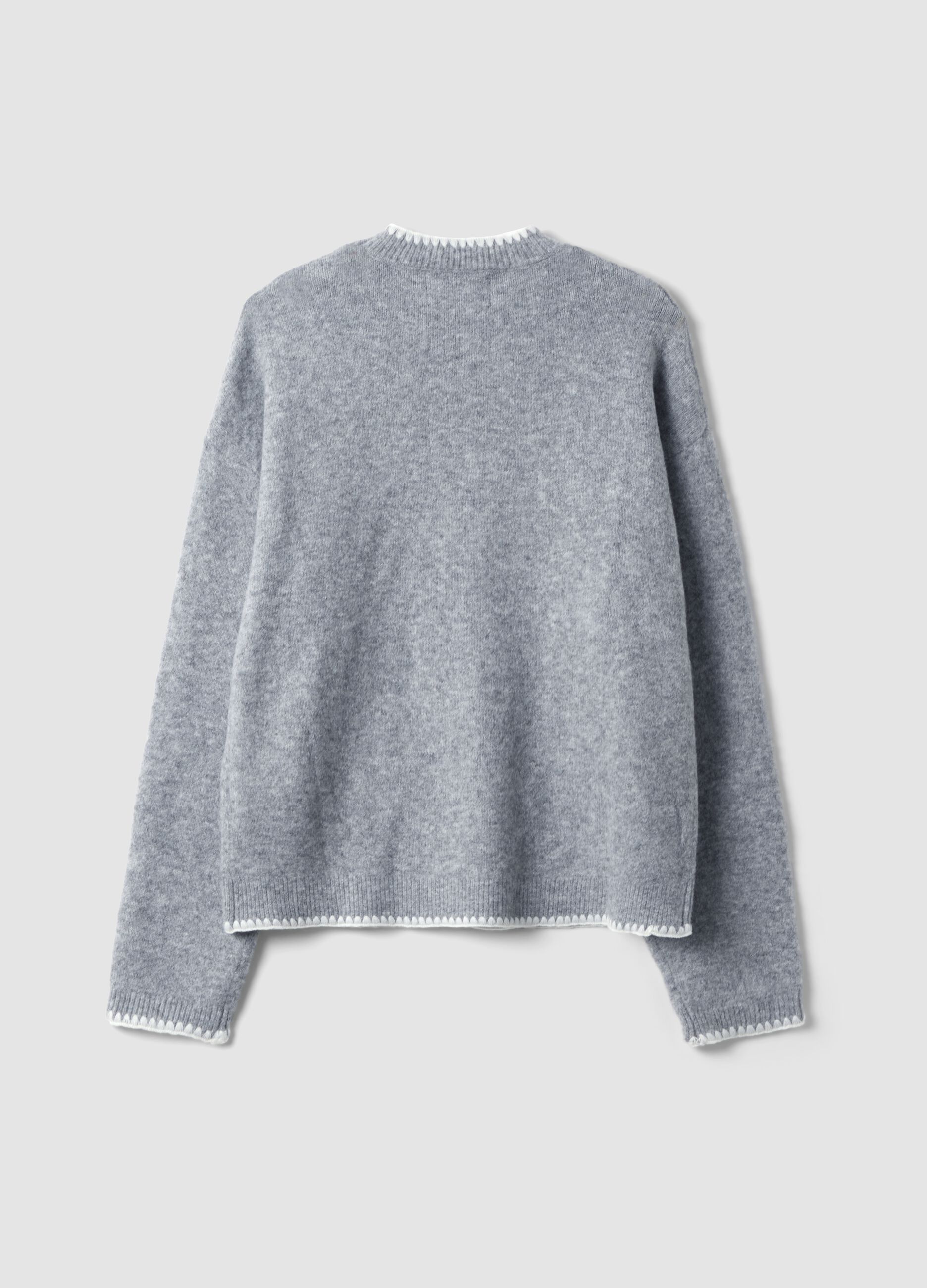 Grey stretch wool oversized jumper
