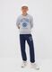 Blue pure cotton joggers with college print for boys_0