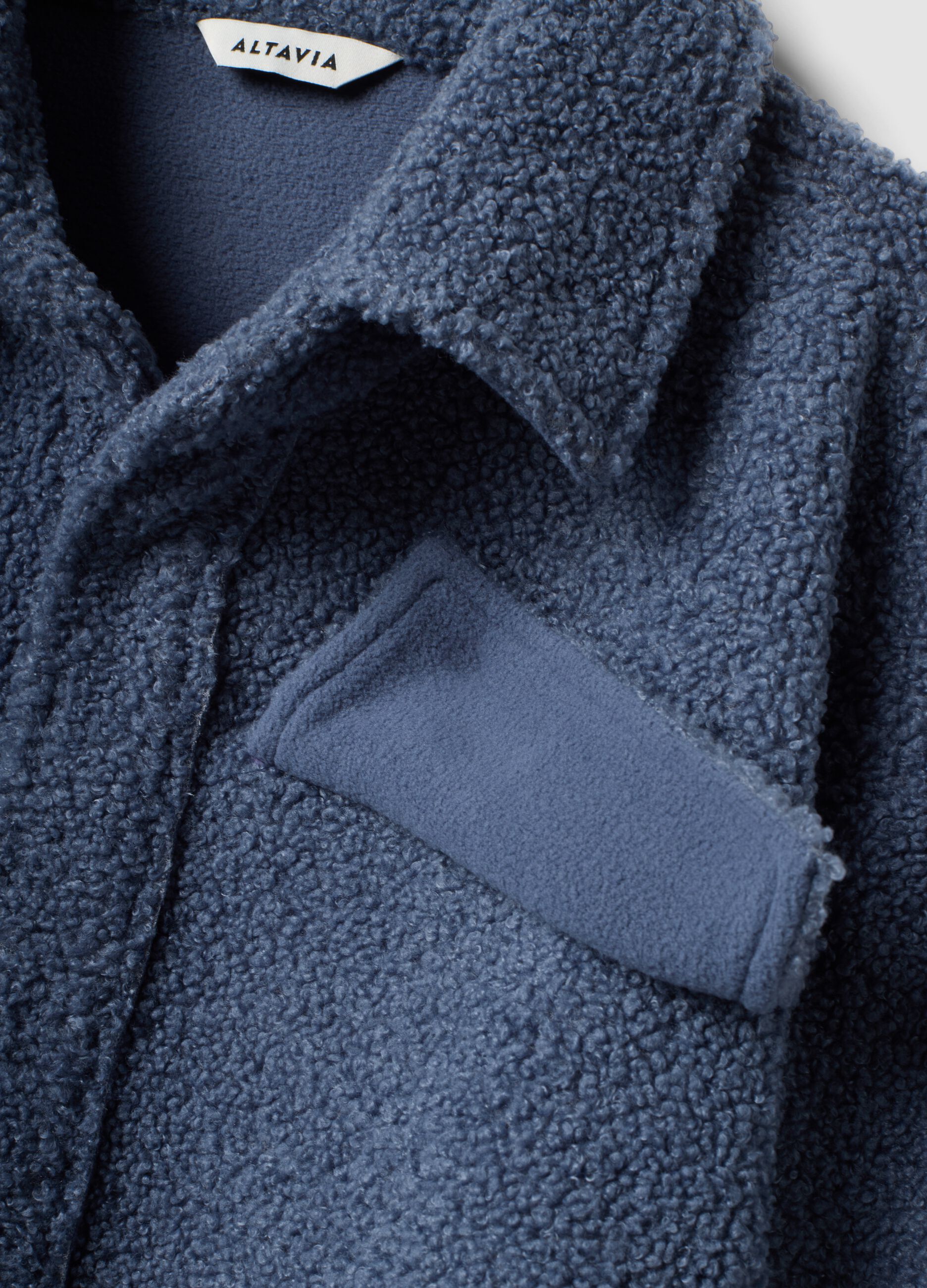 Blue sherpa shacket with buttons, relaxed fit &ndash; ALTAVIA STUDIO