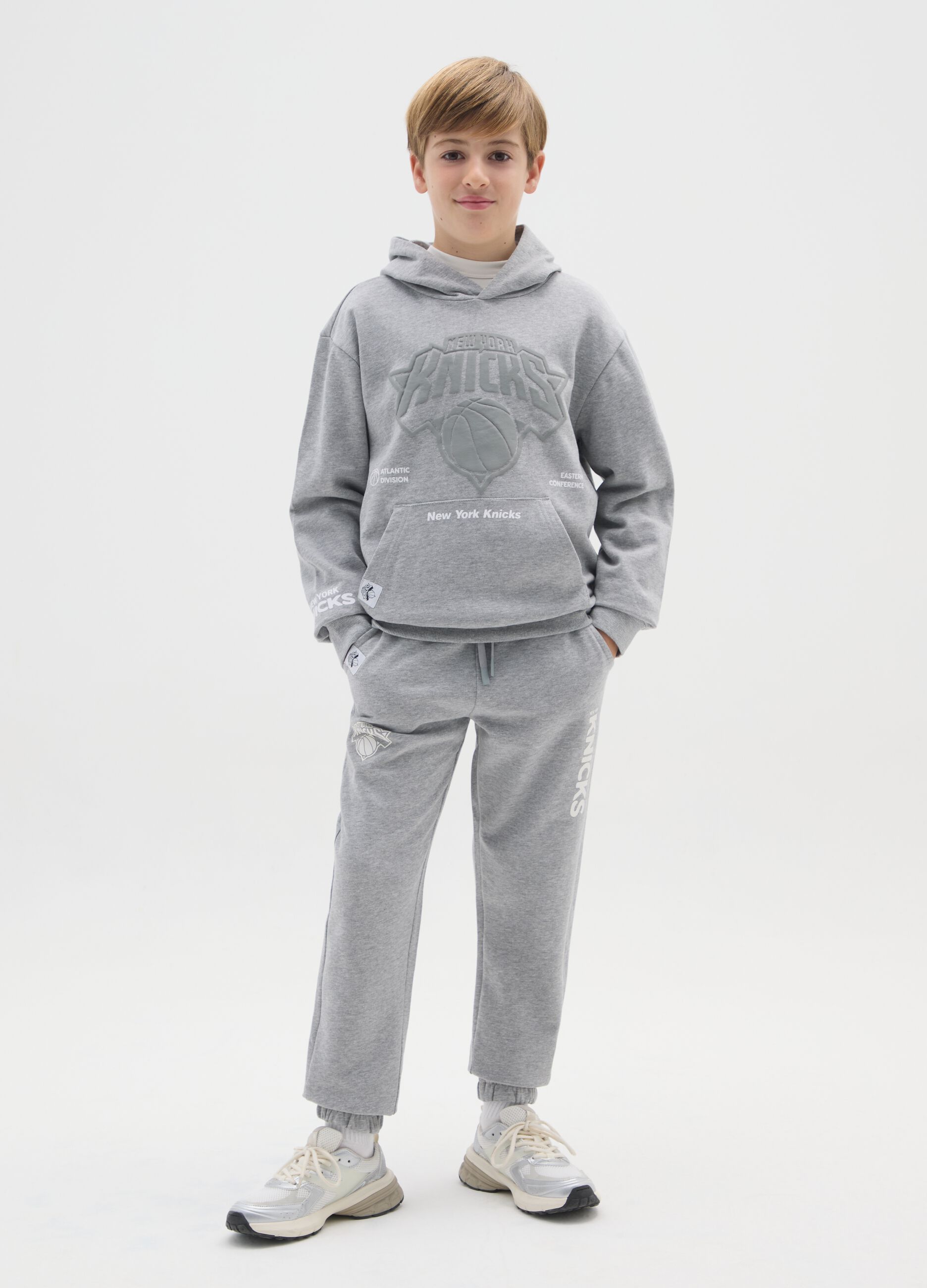 Boy's joggers in grey cotton blend relaxed fit