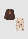 Brown crew-neck pyjamas in pure organic cotton_0