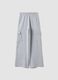 Grey pure cotton wide-leg trousers with cargo pockets_1