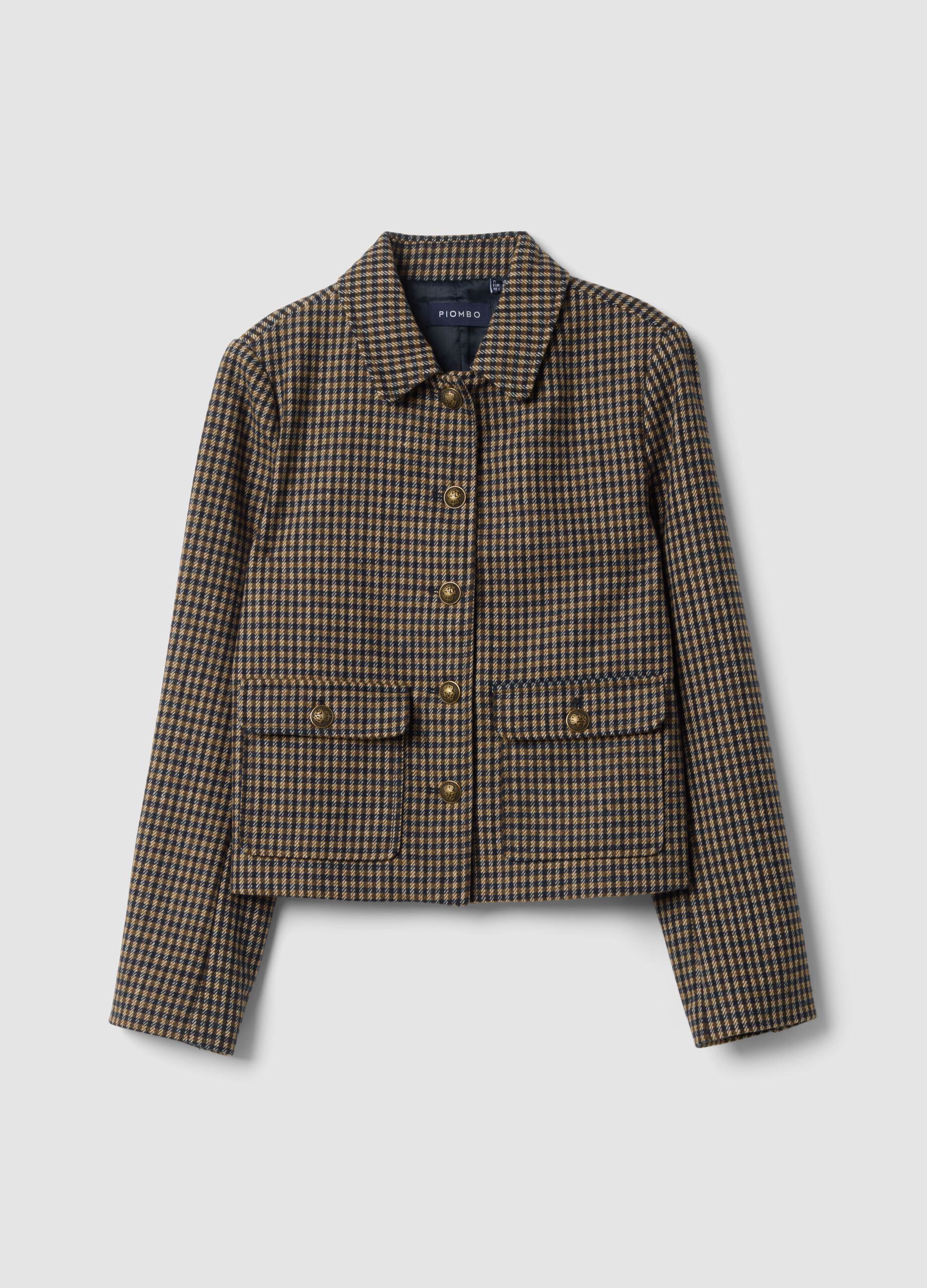 Multicolour checked wool-viscose blend blazer