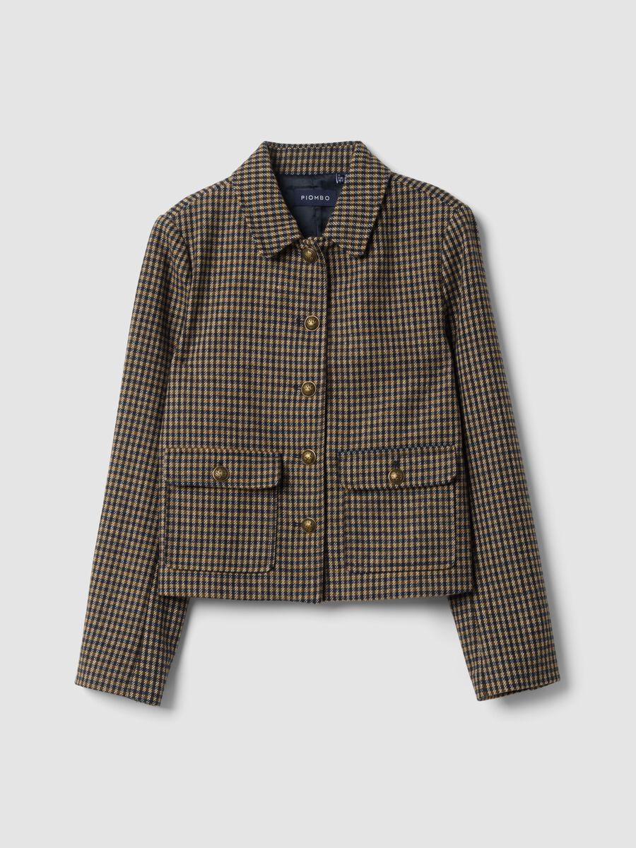 Multicolour checked wool-viscose blend blazer_0