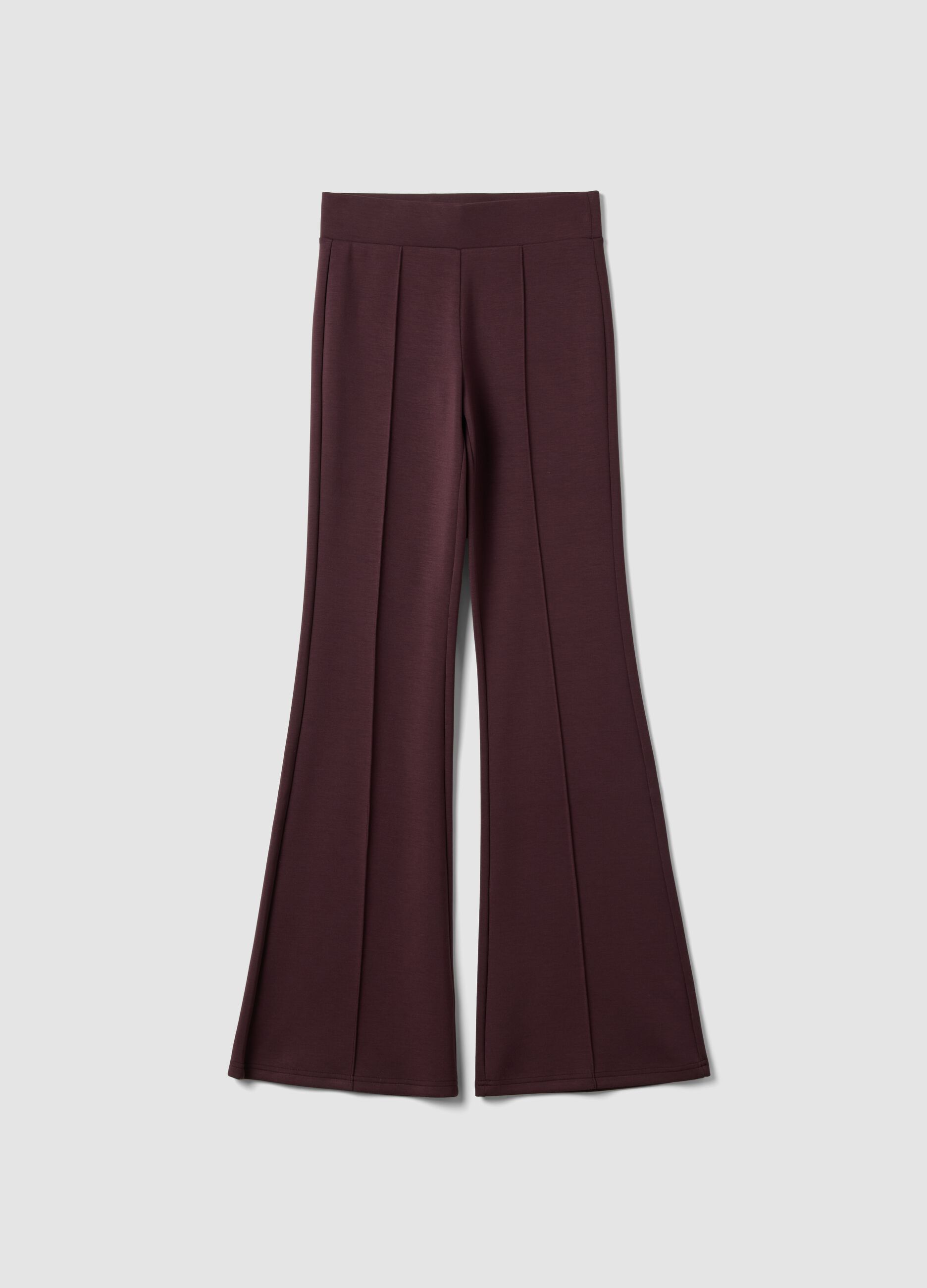 Purple flared trousers in stretch modal