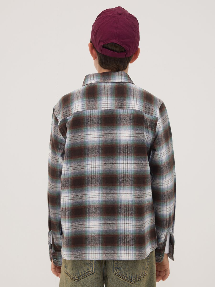 Brown checked pure cotton shirt_2
