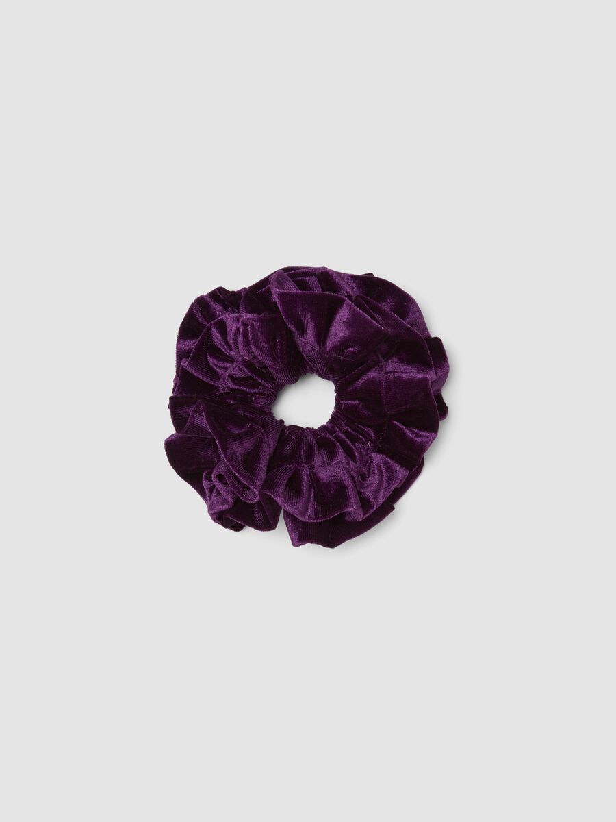 Purple velvet-effect scrunchie_0