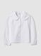 Blusa bianca in cotone elasticizzato con colletto regular fit_0