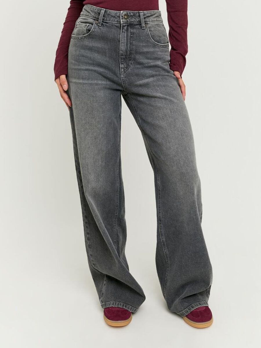 Grey Denim Cotton Regular Fit Trousers_1