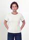 White stretch viscose crew-neck T-shirt with contrast trims_0