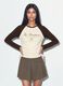 T-shirt beige in cotone elasticizzato con girocollo_2