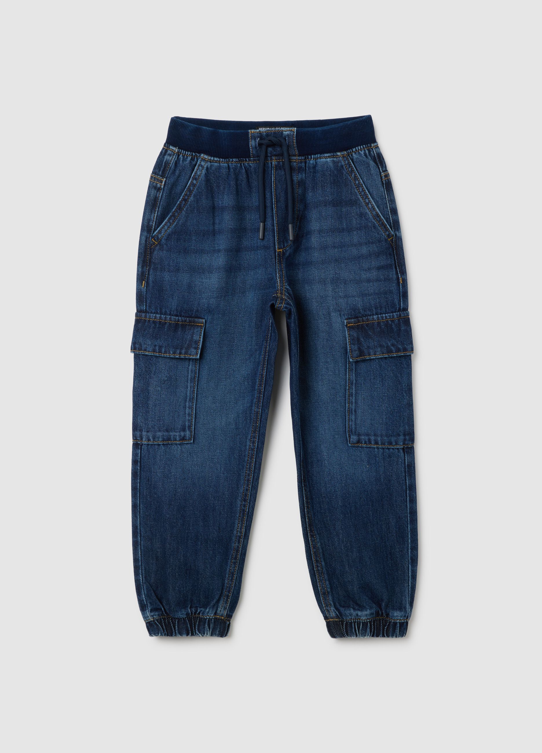 Kids' Blue Cotton Blend Trousers