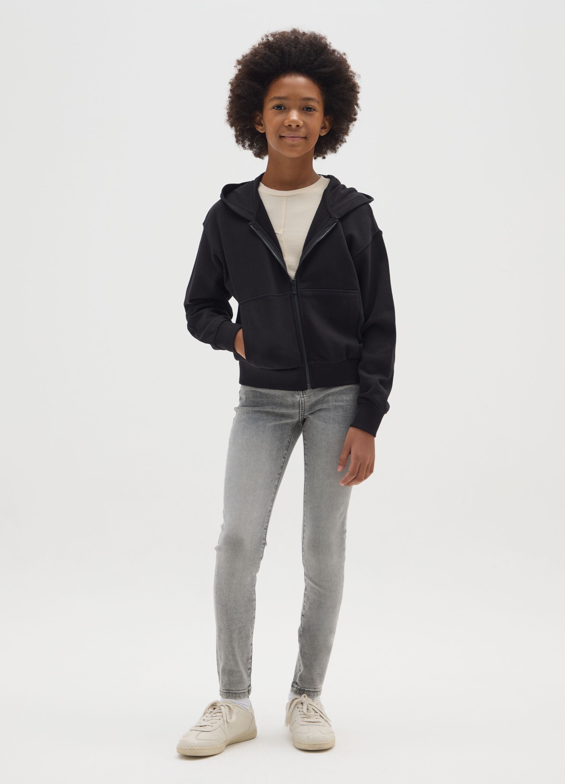 Girls' Grey Skinny Fit Denim Jeans