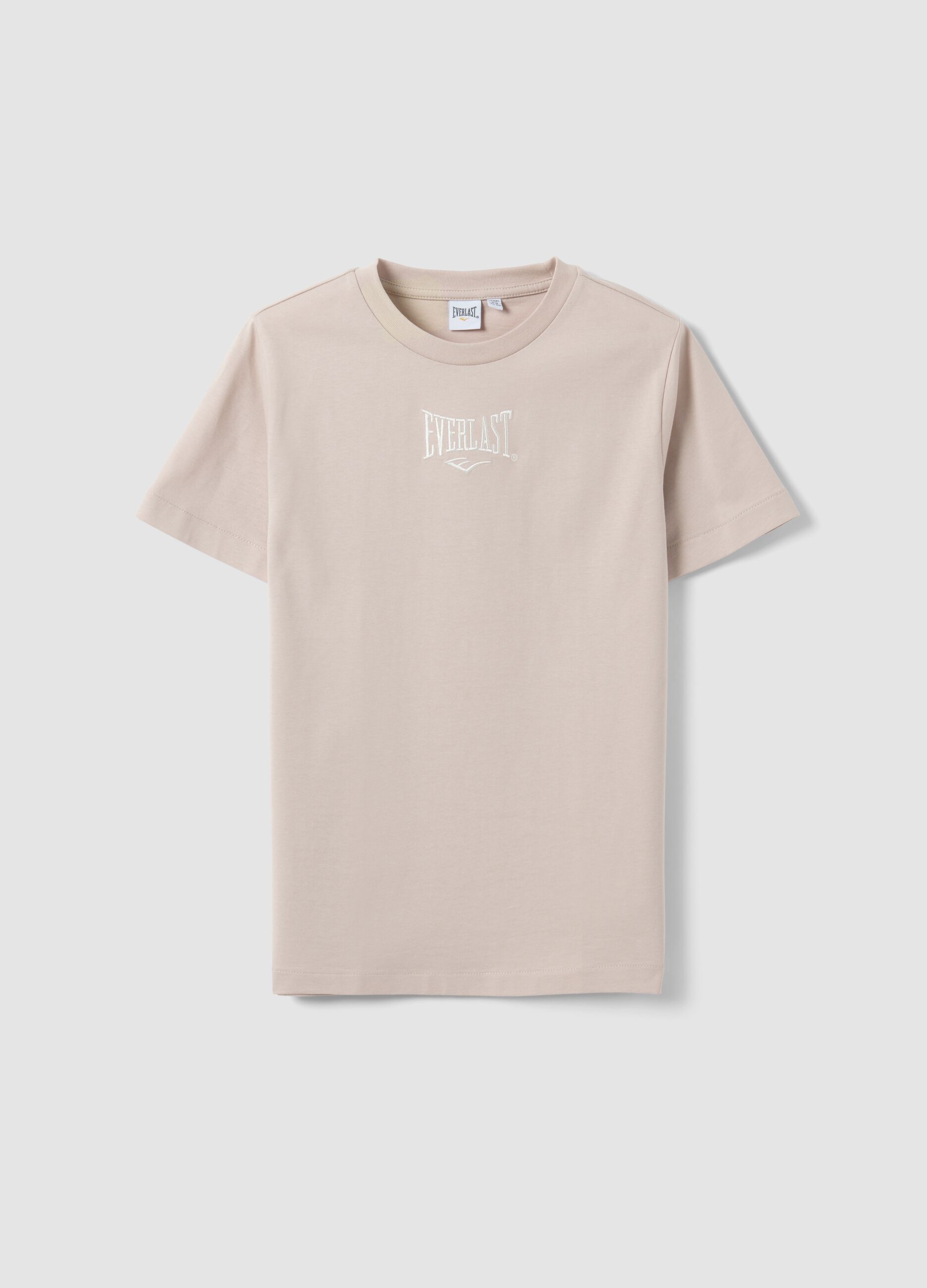 Beige pure cotton regular-fit printed T-shirt for girls