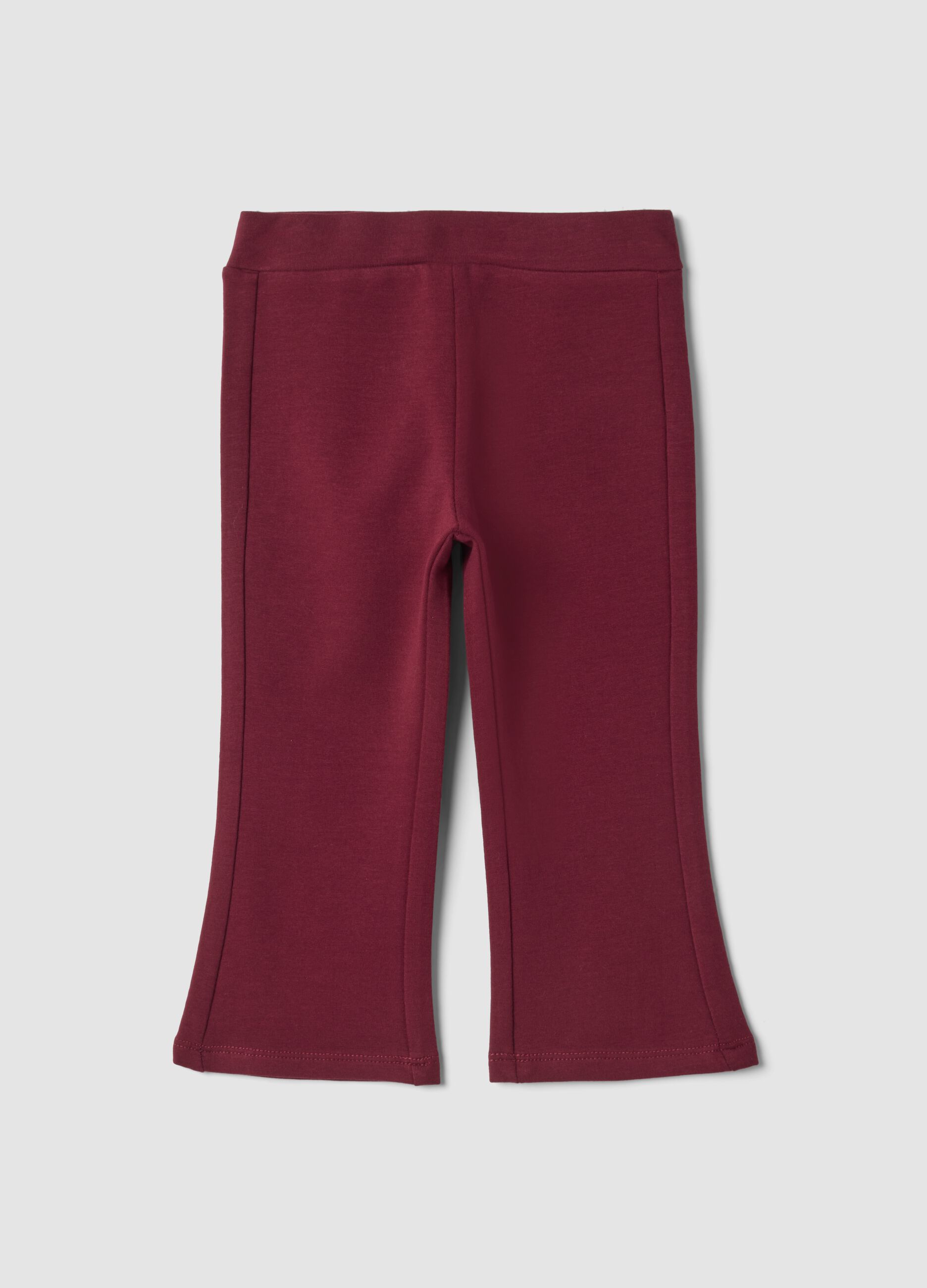 Red flared leggings in stretchy organic cotton