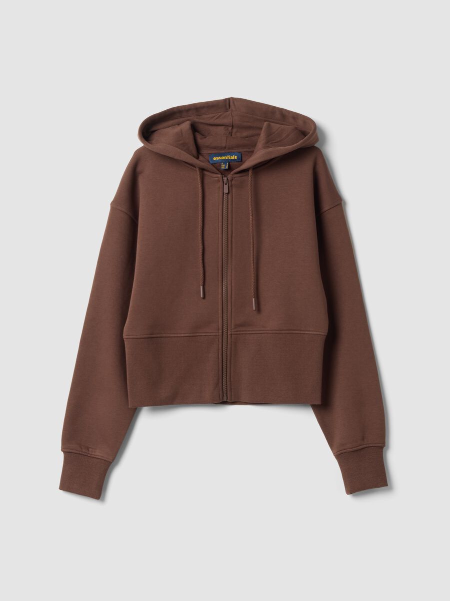 Brown fitted cotton-blend hoodie_0