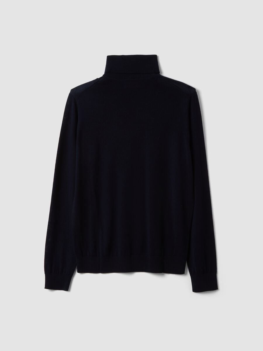 Navy blue pure merino wool turtleneck jumper, regular fit_6