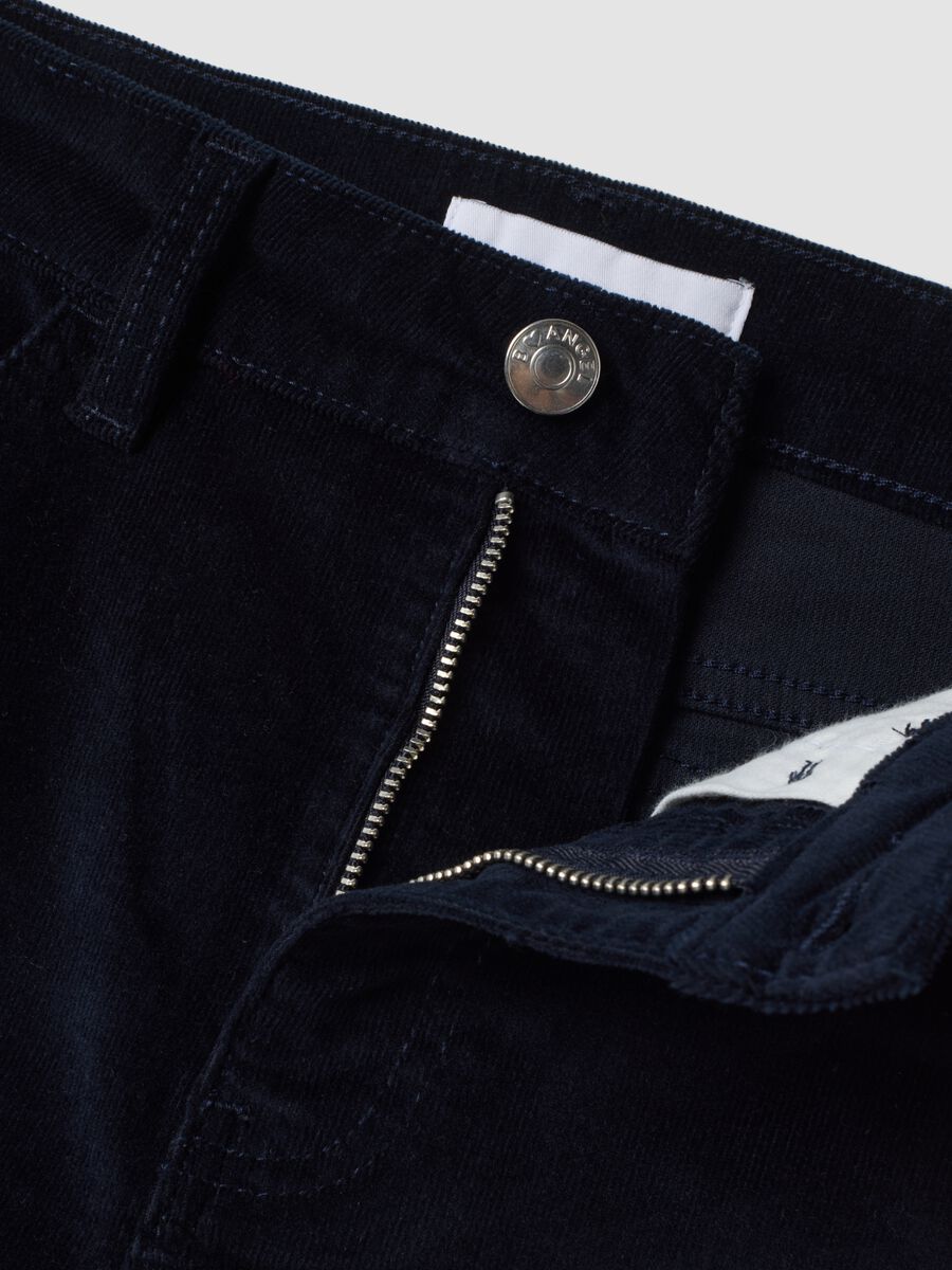 Blue flared trousers in stretch cotton_1