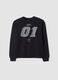 Black racing-themed crew-neck sweatshirt in pure organic cotton, relaxed fit_0