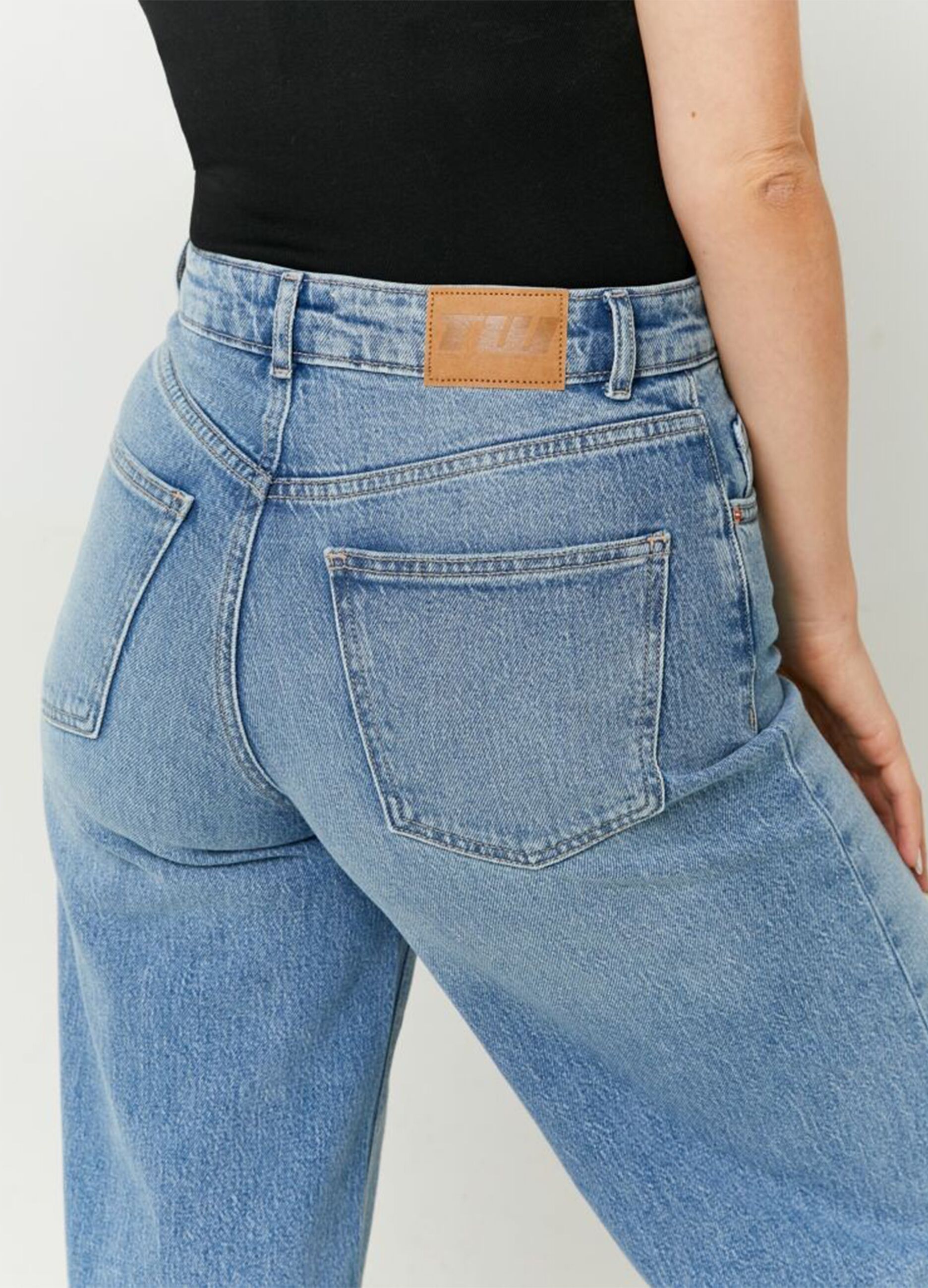 Regular Fit Blue Denim Cotton Trousers