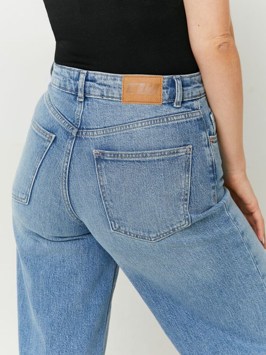 Regular Fit Blue Denim Cotton Trousers_4