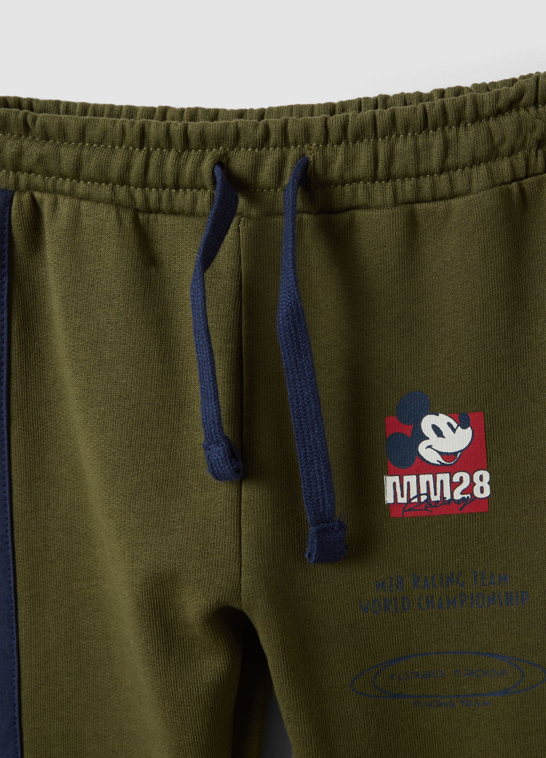 Completo jogging verde in puro cotone con stampa Mickey