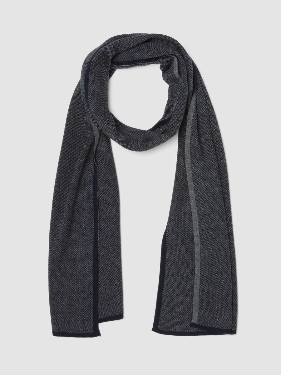 Blue knitted wool-blend scarf_0