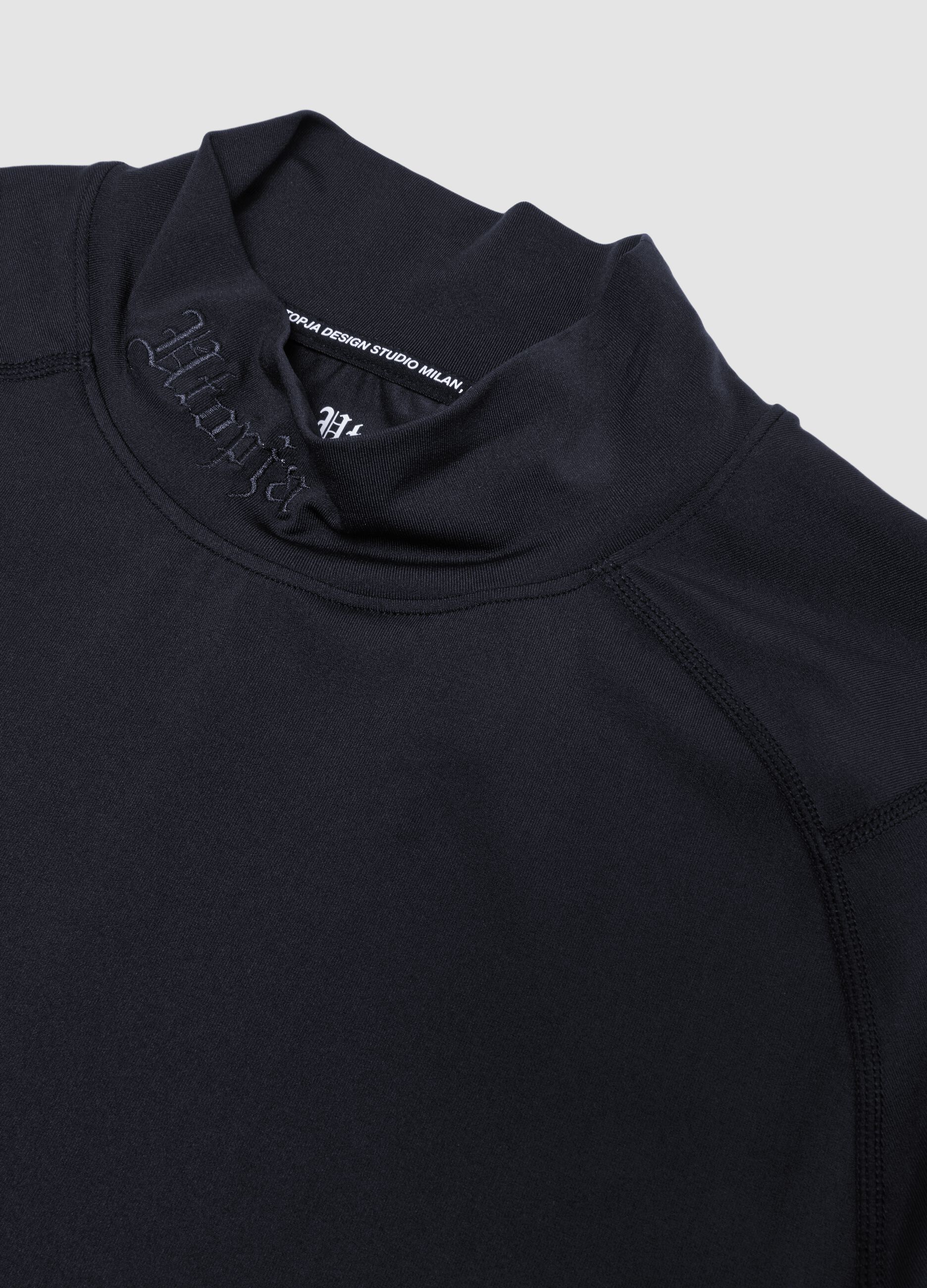Black Technical Mock-Neck Longsleeve
