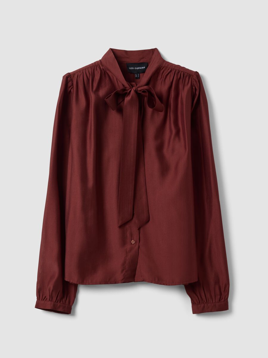 Red viscose-blend shirt with neck tie_4