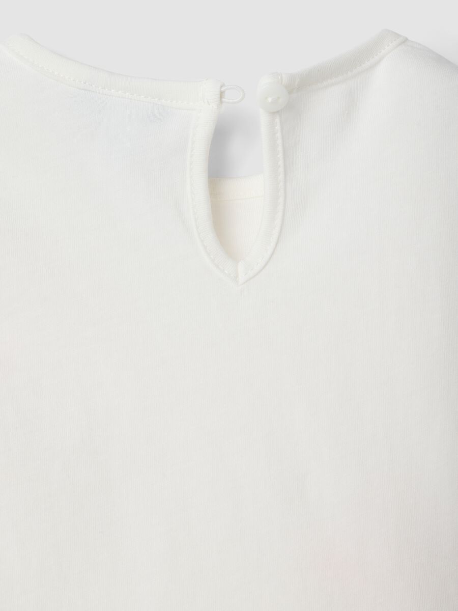White pure organic cotton T-shirt with print_3