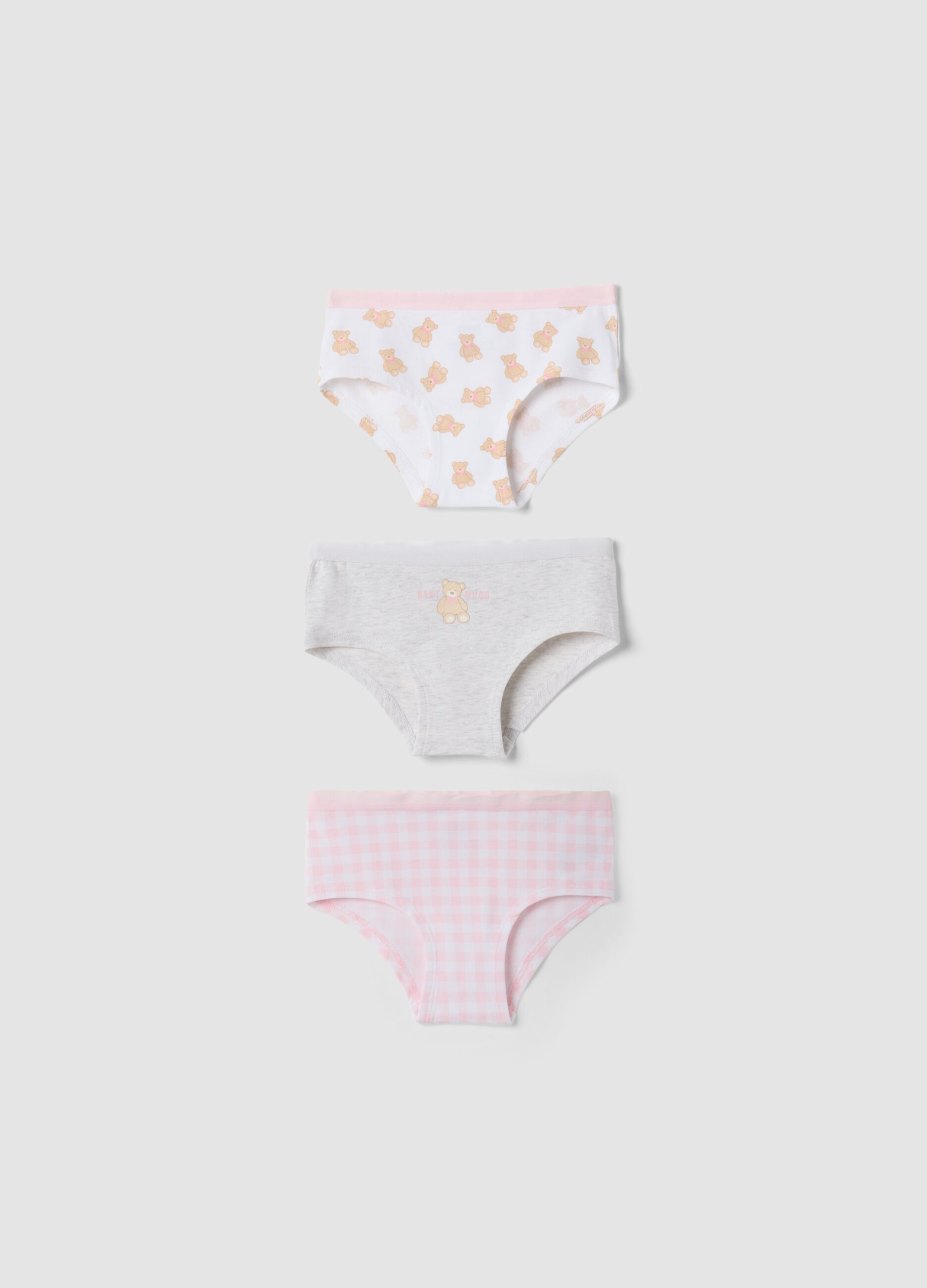 Tripack di slip rosa in cotone organico elasticizzato