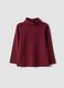 Maglietta rossa in cotone organico elasticizzato girocollo_0