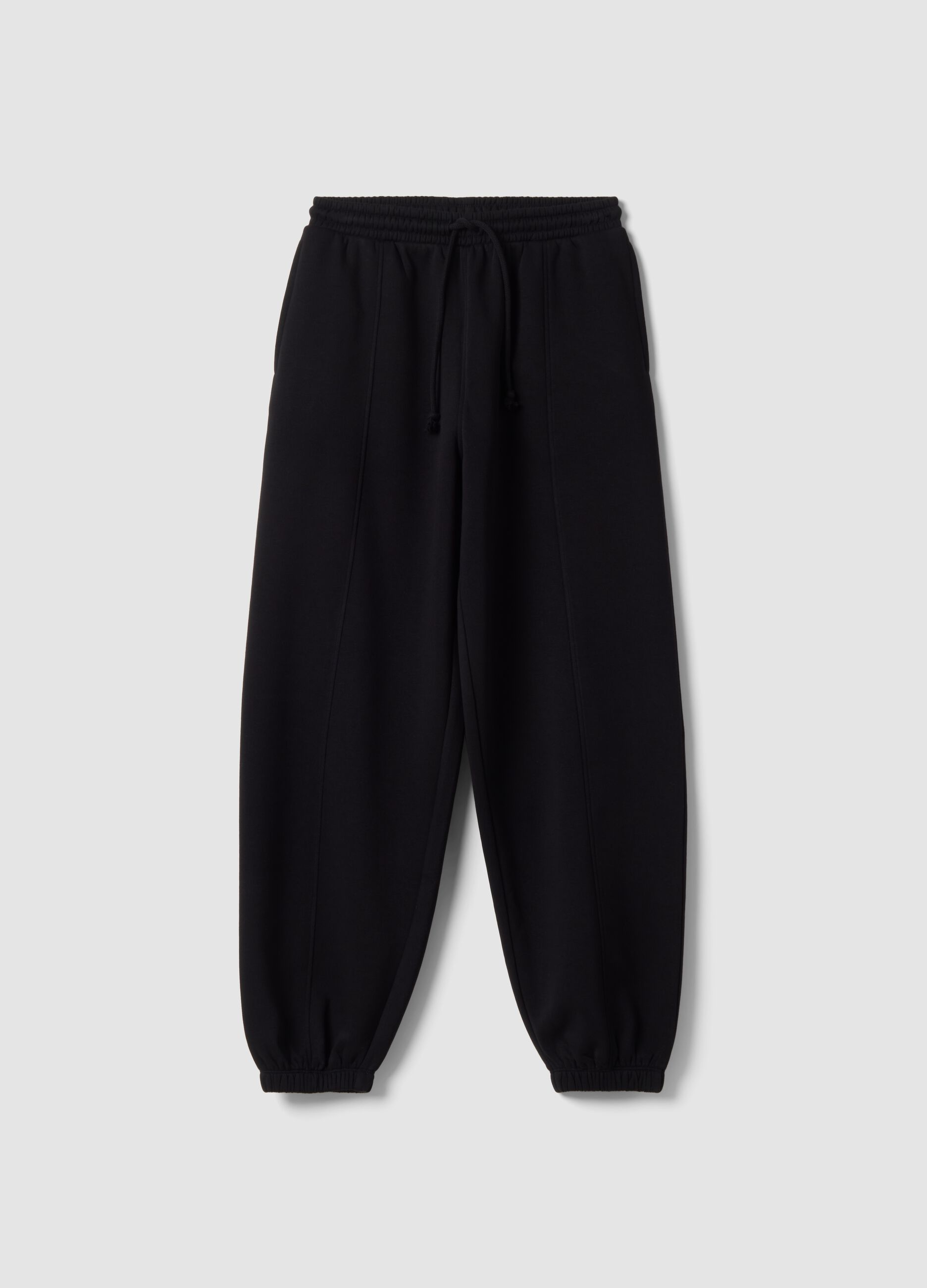 Pantaloni jogger neri in misto cotone con coulisse