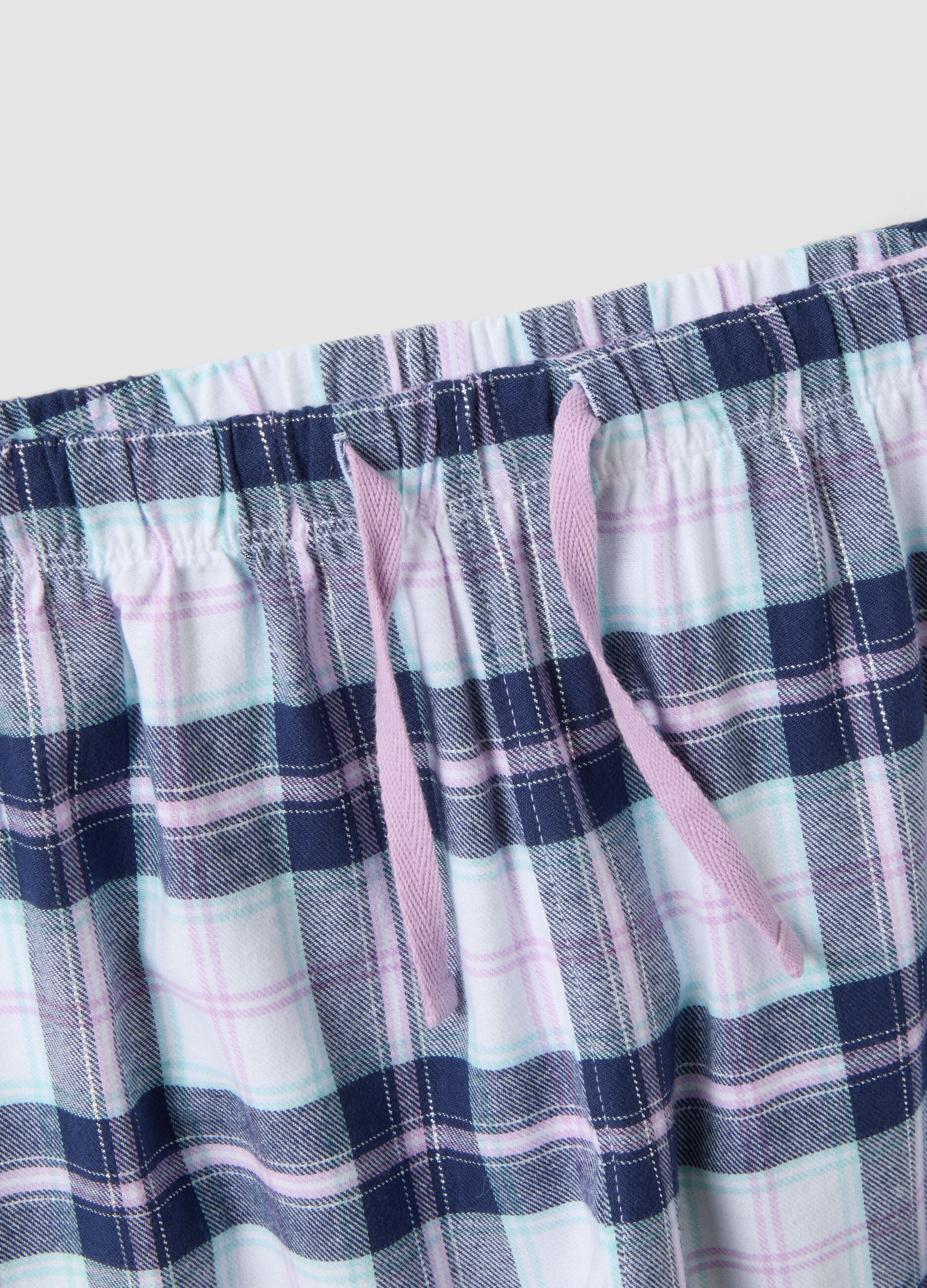 White and blue organic cotton checked pyjamas