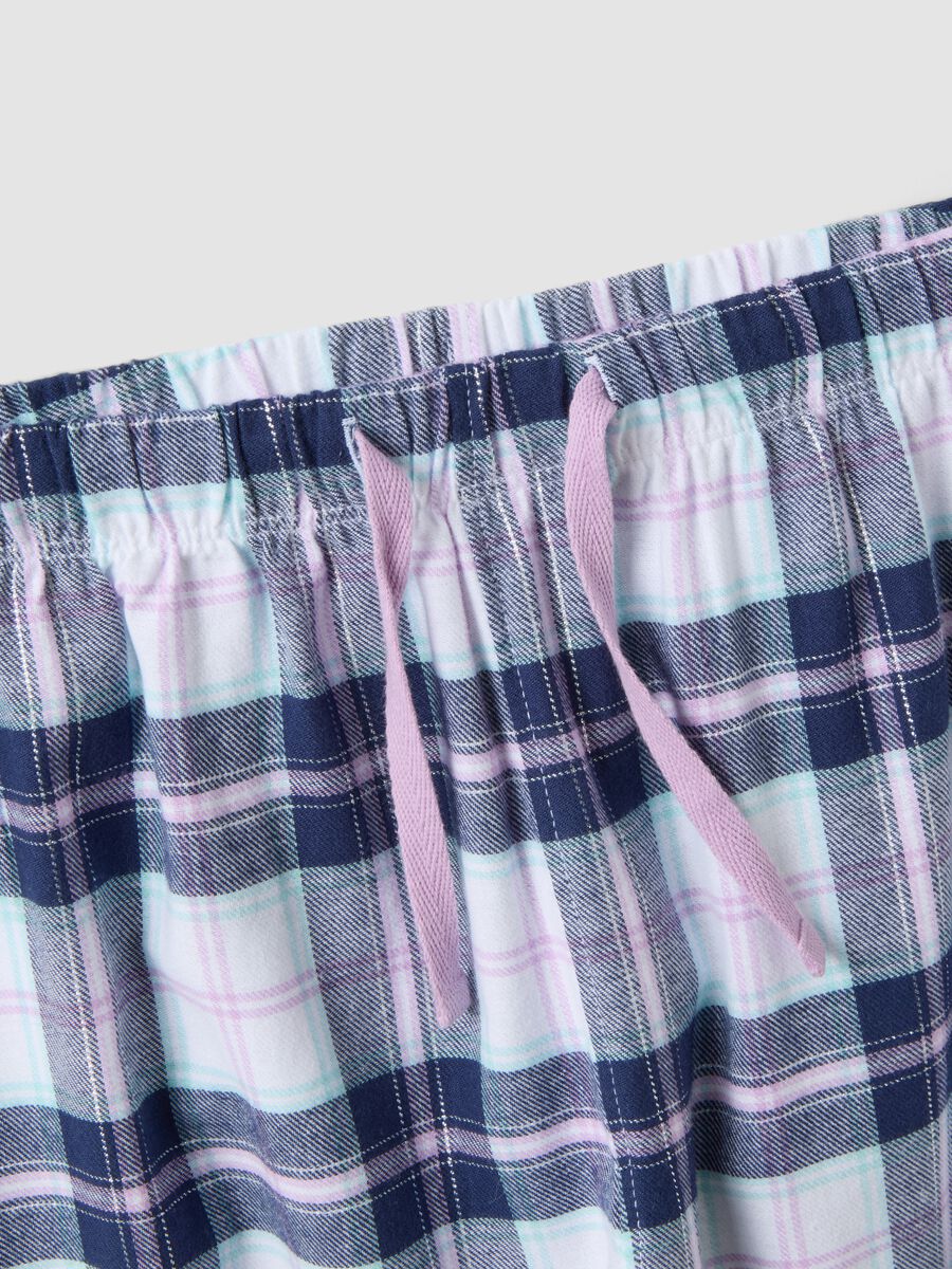 White and blue organic cotton checked pyjamas_2