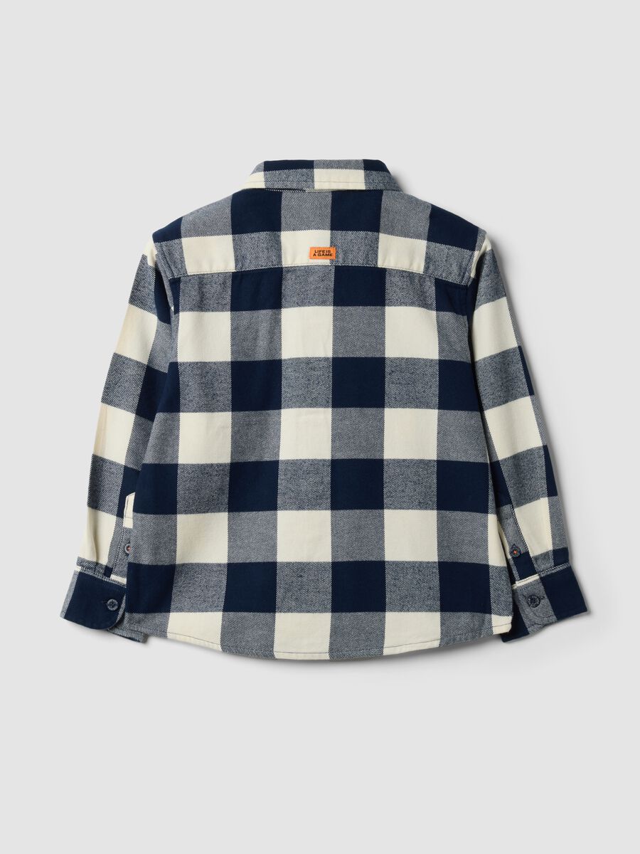 Blue and white checked pure cotton shirt_1